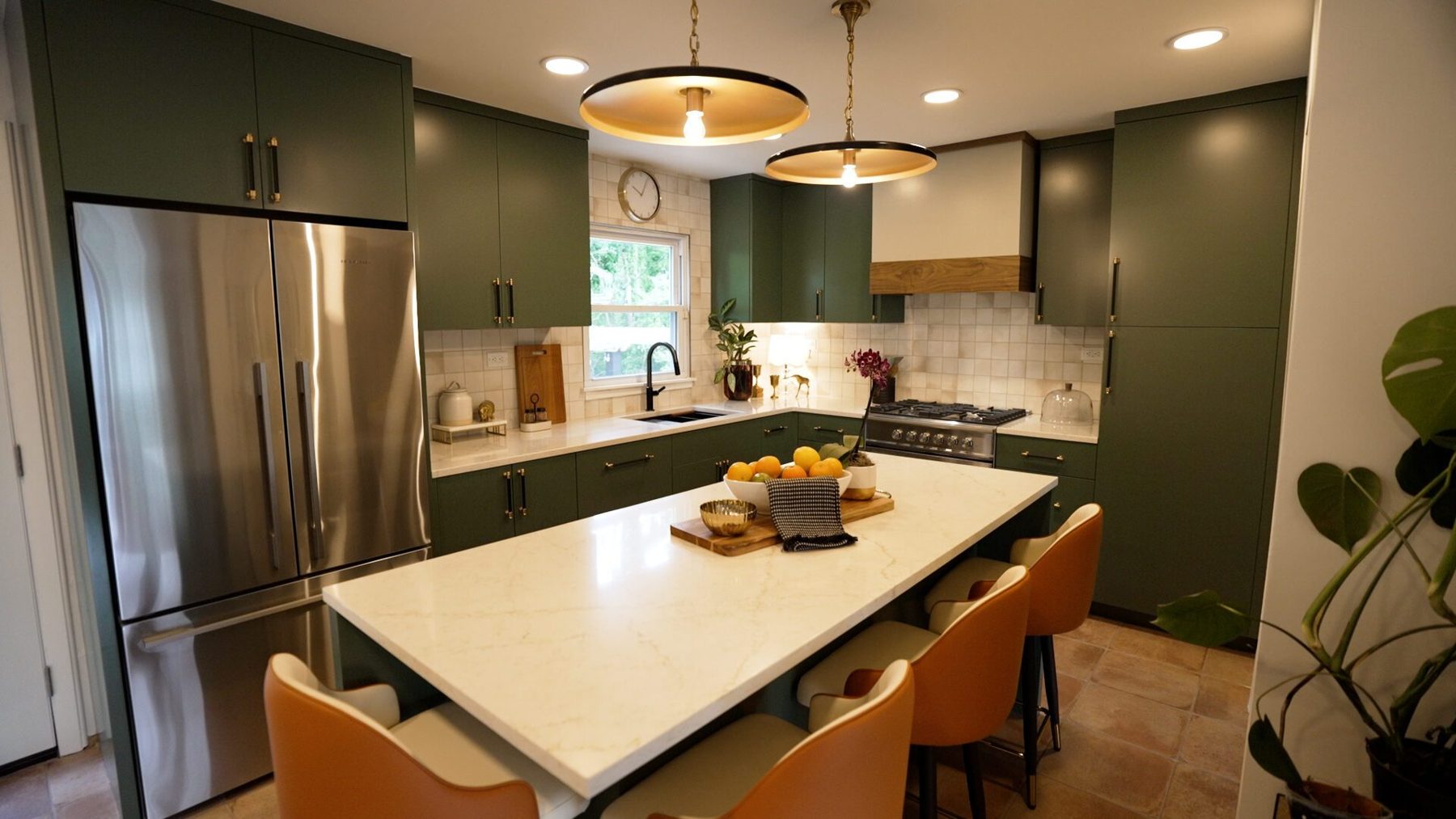 The Romano Kitchen, sage green kitchen with centre island